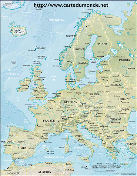 Nadruk oorlog herten Groot Fysieke Kaart van Europa continent
