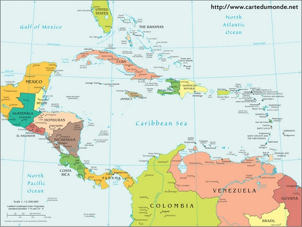 geweld Surrey binnenplaats Midden-Amerika Political Map, Wereld kaart