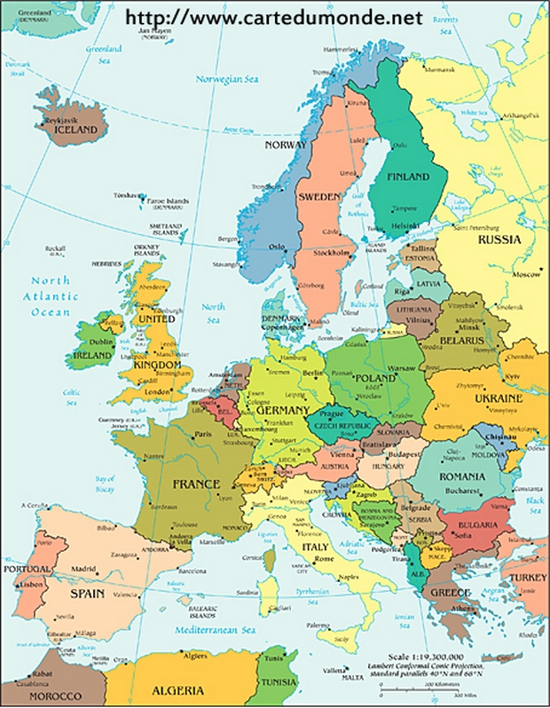 Politische Europakarte, Weltkarte