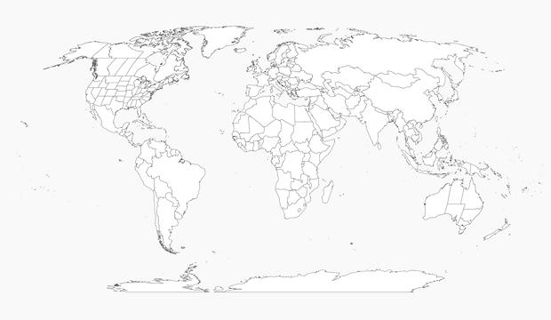 Carte du monde vierge et blanche