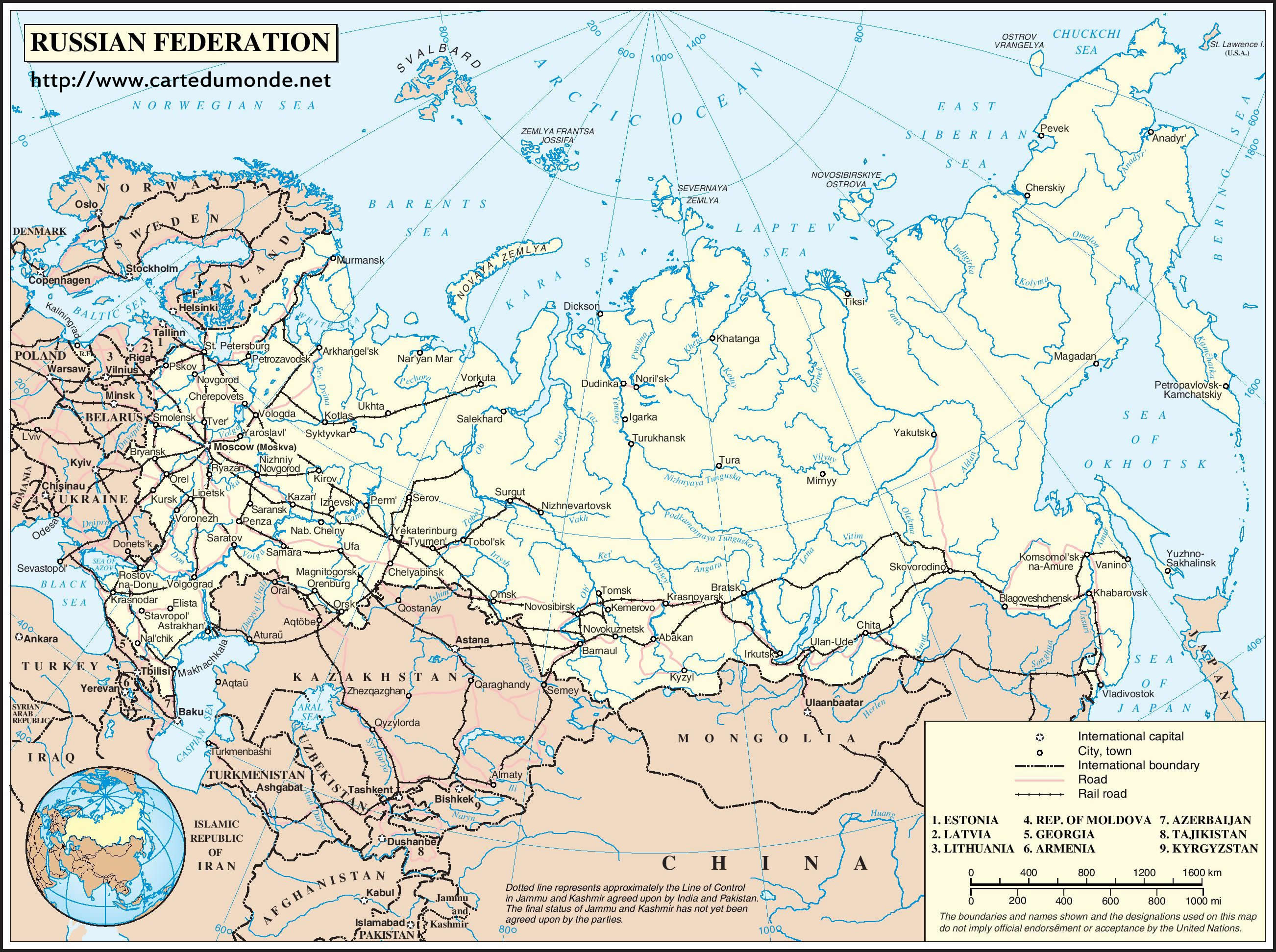 Kaart Rusland Met Steden Kaart