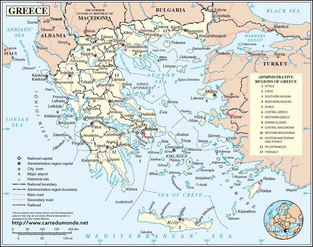 bleek Economisch school Kaart Griekenland, land Kaart Griekenland