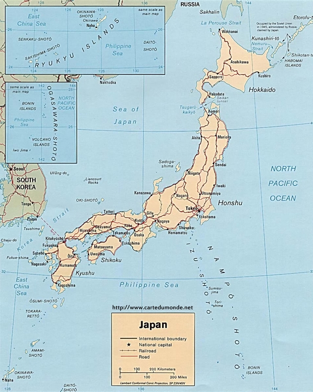 Carte Japon, Carte pays Japon